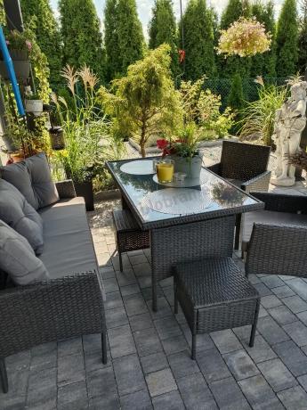 Zestaw mebli ogrodowych z technorattanu z sofą 140cm i fotelami Torino Dining antracyt