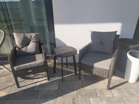 Zestaw mebli ogrodowych z technorattanu z sofą 140cm i fotelami Torino Dining antracyt
