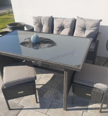 Zestaw mebli ogrodowych z technorattanu z sofą 140cm i fotelami Torino Dining antracyt
