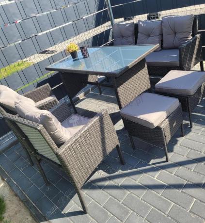 Zestaw mebli ogrodowych z technorattanu z sofą 140cm i fotelami Torino Dining antracyt