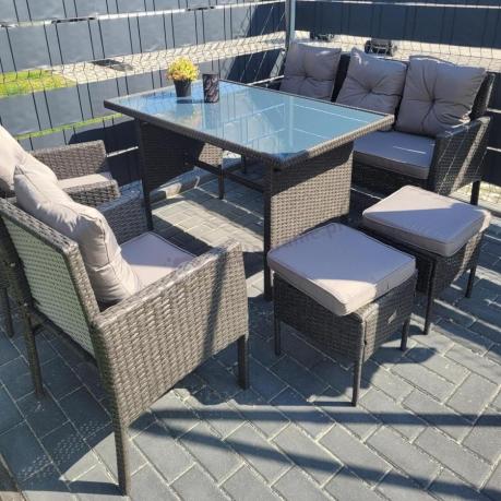 Zestaw mebli ogrodowych z technorattanu z sofą 140cm i fotelami Torino Dining antracyt