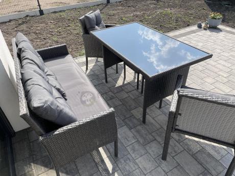 Zestaw mebli ogrodowych z technorattanu z sofą 140cm i fotelami Torino Dining antracyt