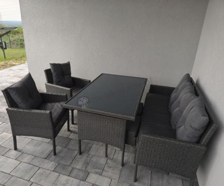 Zestaw mebli ogrodowych z technorattanu z sofą 140cm i fotelami Torino Dining antracyt