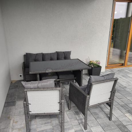 Zestaw mebli ogrodowych z technorattanu z sofą 140cm i fotelami Torino Dining antracyt