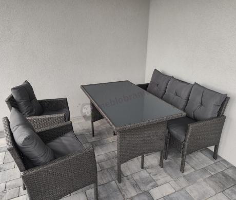 Zestaw mebli ogrodowych z technorattanu z sofą 140cm i fotelami Torino Dining antracyt