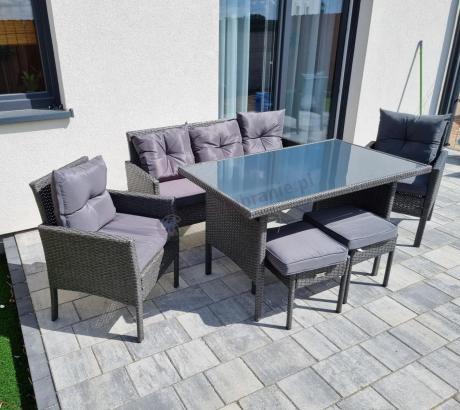 Zestaw mebli ogrodowych z technorattanu z sofą 140cm i fotelami Torino Dining antracyt