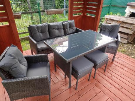 Zestaw mebli ogrodowych z technorattanu z sofą 140cm i fotelami Torino Dining antracyt
