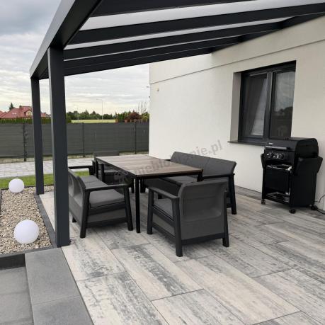 Zestaw mebli ogrodowych z tworzywa Scali Grande 8-os. grafit i stół 200cm w kolorze orzech