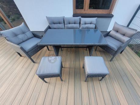 Zestaw mebli ogrodowych z wysokim stołem, sofą 175cm i fotelami Perata Dining Anthracite