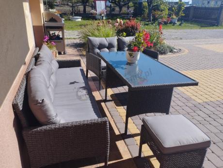 Zestaw mebli ogrodowych z wysokim stołem, sofą 175cm i fotelami Perata Dining Anthracite
