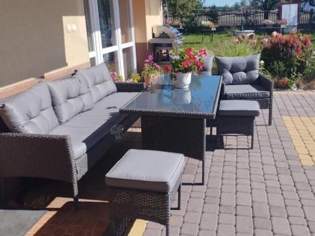 Zestaw mebli ogrodowych z wysokim stołem, sofą 175cm i fotelami Perata Dining Anthracite