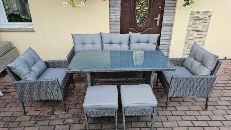 Zestaw mebli ogrodowych z wysokim stołem, sofą 175cm i fotelami Perata Dining Anthracite