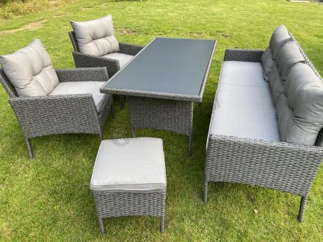 Zestaw mebli ogrodowych z wysokim stołem, sofą 175cm i fotelami Perata Dining Anthracite