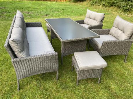 Zestaw mebli ogrodowych z wysokim stołem, sofą 175cm i fotelami Perata Dining Anthracite