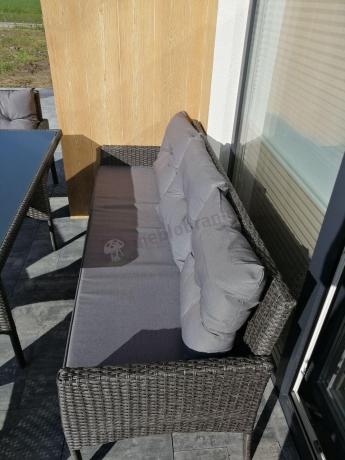 Zestaw mebli ogrodowych z wysokim stołem, sofą 175cm i fotelami Perata Dining Anthracite