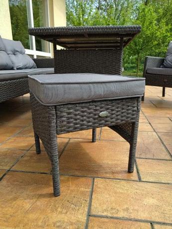 Zestaw mebli ogrodowych z wysokim stołem, sofą 175cm i fotelami Perata Dining Anthracite