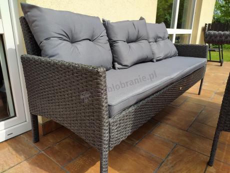 Zestaw mebli ogrodowych z wysokim stołem, sofą 175cm i fotelami Perata Dining Anthracite