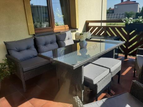 Zestaw mebli ogrodowych z wysokim stołem, sofą 175cm i fotelami Perata Dining Anthracite