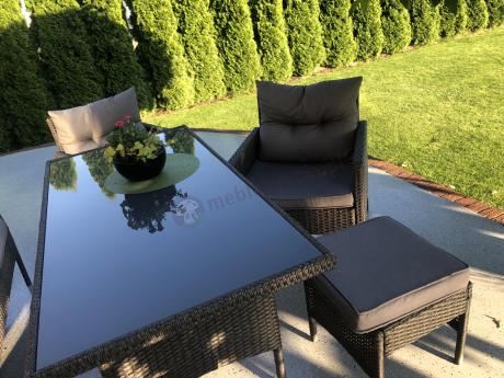Zestaw mebli ogrodowych z wysokim stołem, sofą 175cm i fotelami Perata Dining Anthracite