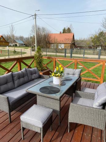 Zestaw mebli ogrodowych z wysokim stołem, sofą 175cm i fotelami Perata Dining Anthracite