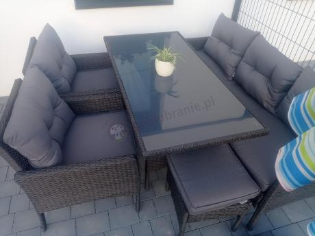 Zestaw mebli ogrodowych z wysokim stołem, sofą 175cm i fotelami Perata Dining Anthracite
