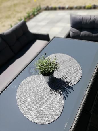 Zestaw mebli ogrodowych z wysokim stołem, sofą 175cm i fotelami Perata Dining Anthracite