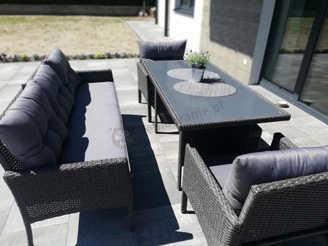 Zestaw mebli ogrodowych z wysokim stołem, sofą 175cm i fotelami Perata Dining Anthracite