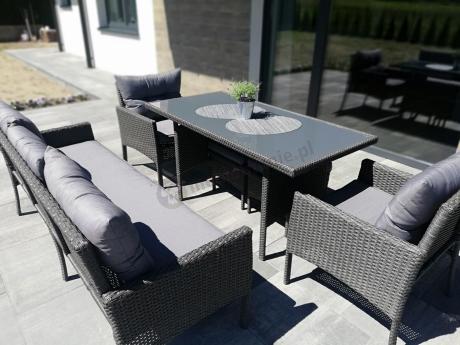 Zestaw mebli ogrodowych z wysokim stołem, sofą 175cm i fotelami Perata Dining Anthracite
