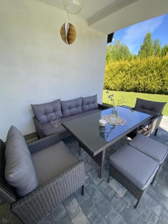 Zestaw mebli ogrodowych z wysokim stołem, sofą 175cm i fotelami Perata Dining Anthracite