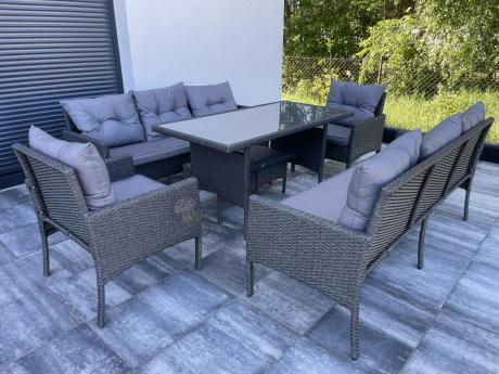 Zestaw mebli ogrodowych z wysokim stołem, sofą 175cm i fotelami Perata Dining Anthracite