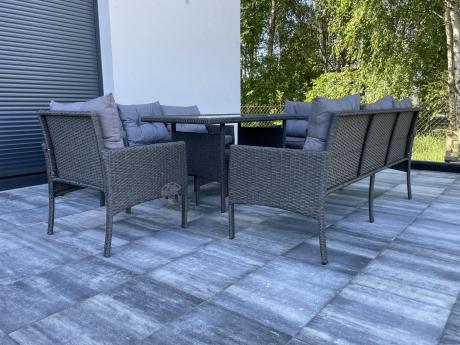 Zestaw mebli ogrodowych z wysokim stołem, sofą 175cm i fotelami Perata Dining Anthracite