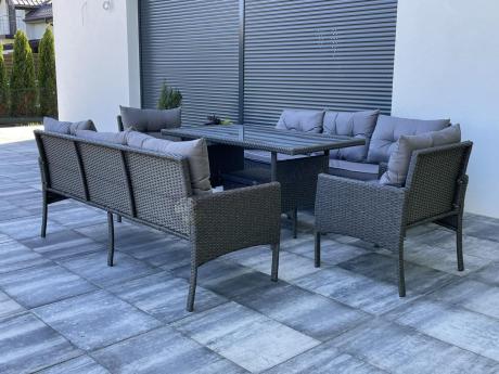 Zestaw mebli ogrodowych z wysokim stołem, sofą 175cm i fotelami Perata Dining Anthracite