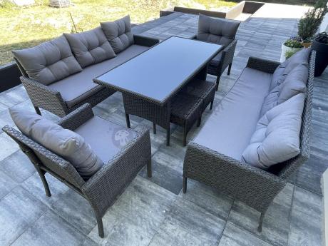 Zestaw mebli ogrodowych z wysokim stołem, sofą 175cm i fotelami Perata Dining Anthracite