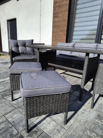 Zestaw mebli ogrodowych z wysokim stołem, sofą 175cm i fotelami Perata Dining Anthracite