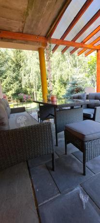 Zestaw mebli ogrodowych z wysokim stołem, sofą 175cm i fotelami Perata Dining Anthracite