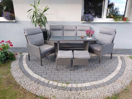 Zestaw mebli ogrodowych z wysokimi oparciami, stołem, sofą 175cm Lirata Dining Antracytowy