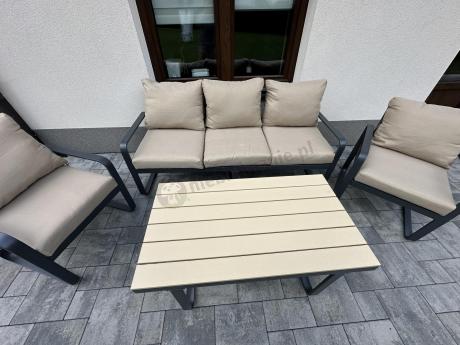 Zestaw mebli tarasowych - sofa 175cm, 2 fotele, stolik kawowy - Panaon Dining WB