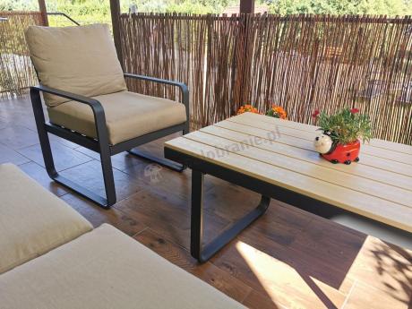 Zestaw mebli tarasowych - sofa 175cm, 2 fotele, stolik kawowy - Panaon Dining WB