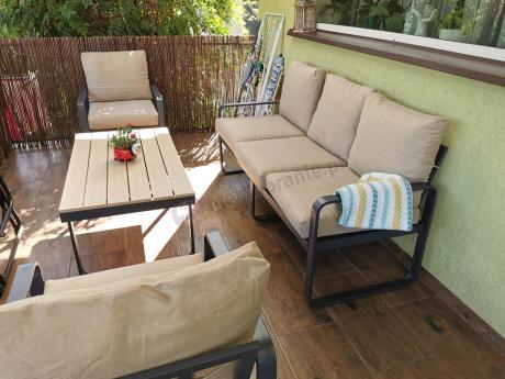 Zestaw mebli tarasowych - sofa 175cm, 2 fotele, stolik kawowy - Panaon Dining WB