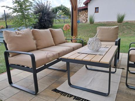 Zestaw mebli tarasowych - sofa 175cm, 2 fotele, stolik kawowy - Panaon Dining WB