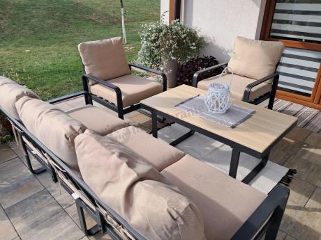 Zestaw mebli tarasowych - sofa 175cm, 2 fotele, stolik kawowy - Panaon Dining WB