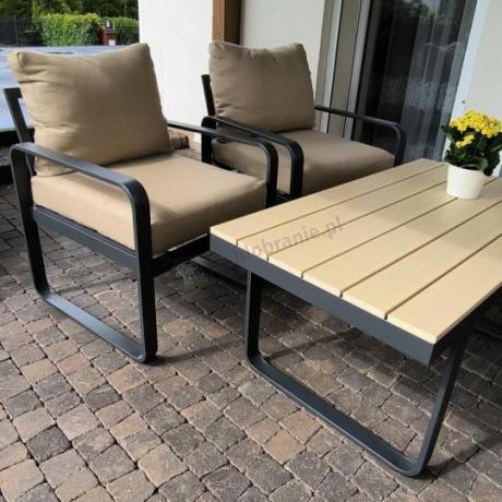 Zestaw mebli tarasowych - sofa 175cm, 2 fotele, stolik kawowy - Panaon Dining WB