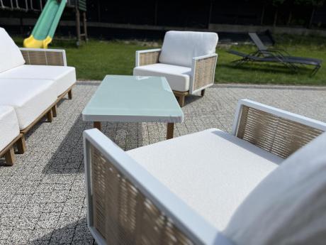 Zestaw mebli tarasowych z sofą Mona - drewniano aluminiowe - Nature & Rope