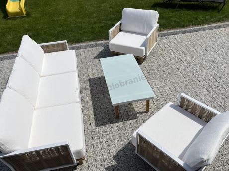 Zestaw mebli tarasowych z sofą Mona - drewniano aluminiowe - Nature & Rope