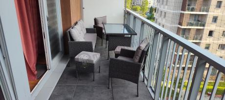 Zestaw mebli technorattan z sofą 140cm i fotelami Torino Dining antracyt