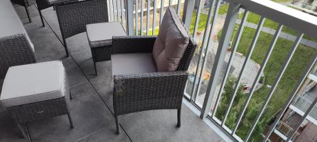 Zestaw mebli technorattan z sofą 140cm i fotelami Torino Dining antracyt