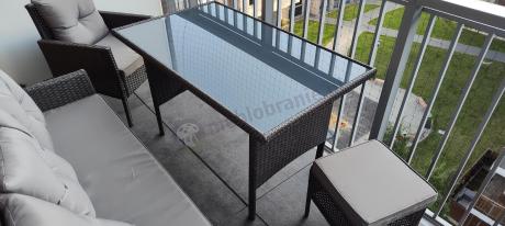 Zestaw mebli technorattan z sofą 140cm i fotelami Torino Dining antracyt