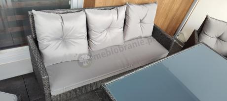Zestaw mebli technorattan z sofą 140cm i fotelami Torino Dining antracyt