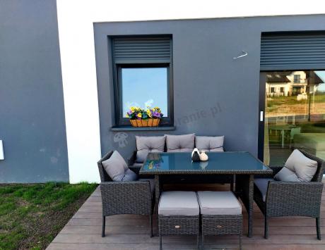 Zestaw mebli technorattan z sofą 140cm i fotelami Torino Dining antracyt