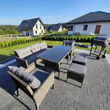 Zestaw mebli technorattanowych obiadowych z wysokim stołem Perata Dining - Dark Grey